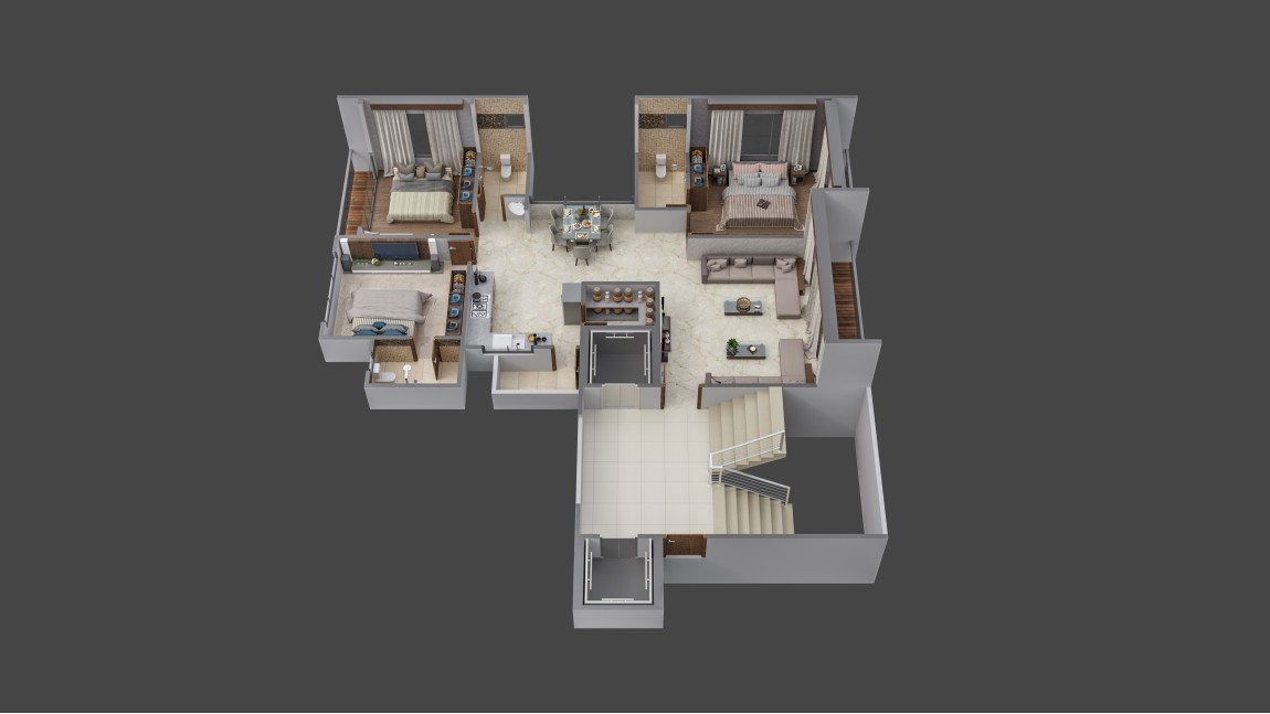TYPICAL 3BHK FLOOR PLAN LAYOUT